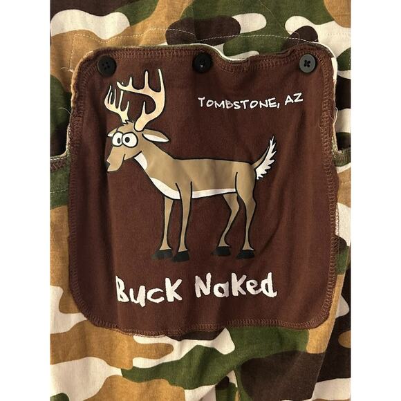 Lazy One Union Suit 10 Camo Deer Buck Naked Tombstone AZ Long Johns Pajamas - Picture 2 of 5